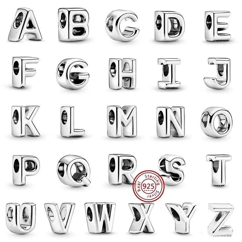 Sterling Silver Pandora Alphabet Charm Beads